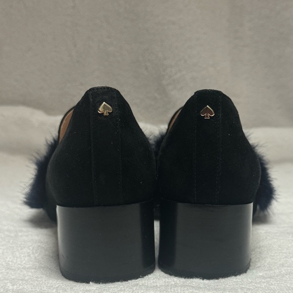 Kate Spade Navy Suede Faux Fur Trim Pumps Size 7 - Picture 9 of 10